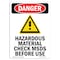 Signmission OSHA Danger Sign, 10" Height, Rigid Plastic, Hazardous Material, Portrait, V-1659 OS-DS-P-710-V-1659 - alternate 1